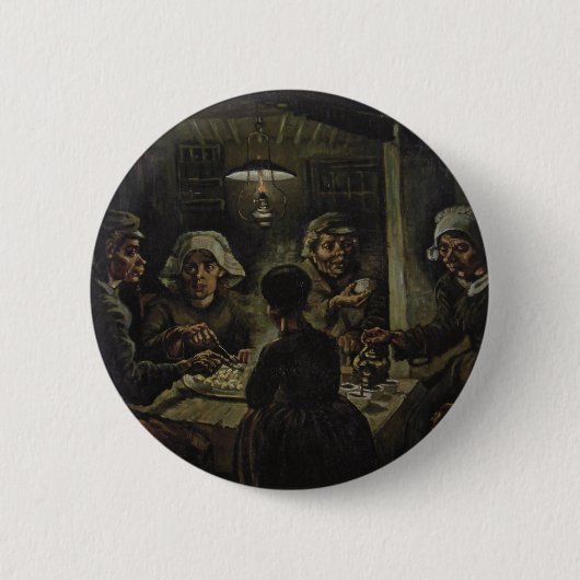 Vincent Van Gogh - de aardappeleters Ronde Button 5,7 Cm (Voorkant)