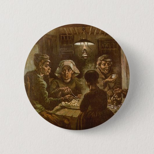 Vincent van Gogh - De Aardappeleters Ronde Button 5,7 Cm (Voorkant)