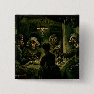 Vincent van Gogh - De Aardappeleters Vierkante Button 5,1 Cm