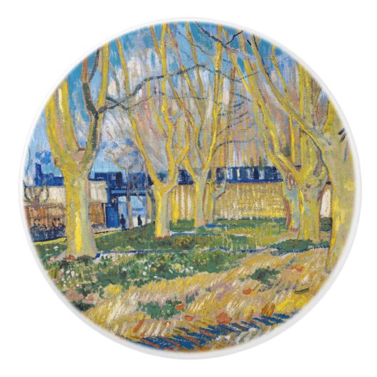 Vincent van Gogh - De blauwe trein Keramische Knop (Voorkant)