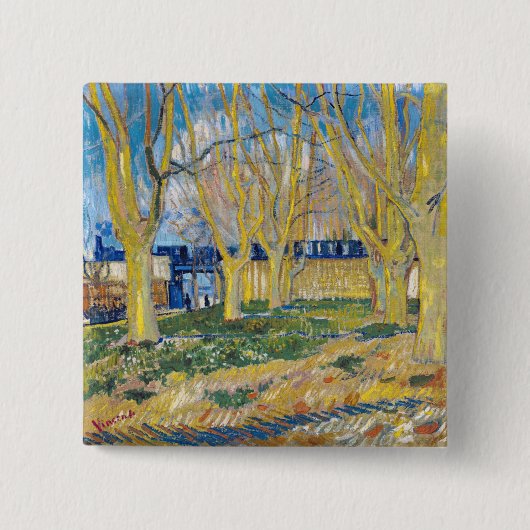 Vincent van Gogh - De blauwe trein Vierkante Button 5,1 Cm (Voorkant)