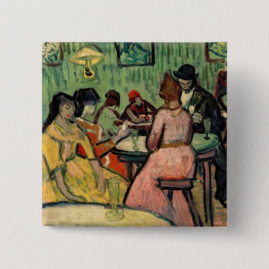 Vincent van Gogh - De Brothel Vierkante Button 5,1 Cm (Voorkant)