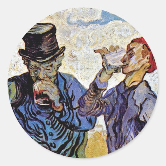 Vincent Van Gogh - De Drinkers - Fijne Kunst Ronde Sticker (Voorkant)