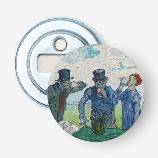 Vincent van Gogh - De Drinkers na Daumier Button Flesopener (Voorkant)