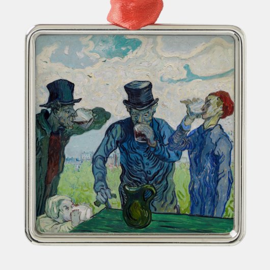 Vincent van Gogh - De Drinkers na Daumier Metalen Ornament (Voorkant)