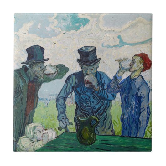 Vincent van Gogh - De Drinkers na Daumier Tegeltje (Voorkant)