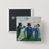 Vincent van Gogh - De Drinkers na Daumier Vierkante Button 5,1 Cm (Voorkant /achterkant)