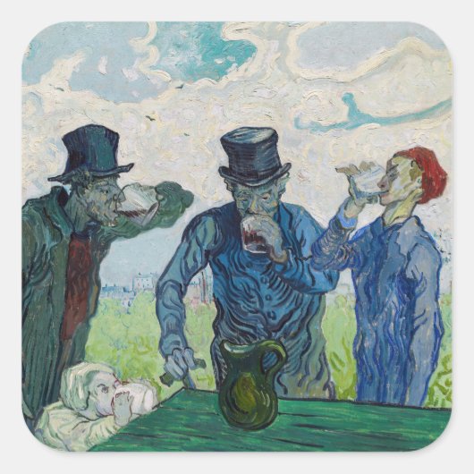 Vincent van Gogh - De Drinkers na Daumier Vierkante Sticker (Voorkant)