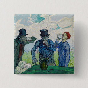 Vincent van Gogh - De drinkers, naar Daumier Vierkante Button 5,1 Cm