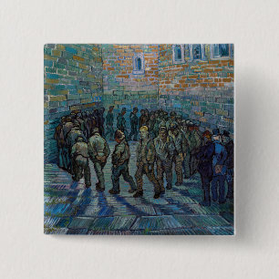 Vincent van Gogh - De gevangenenkamer Vierkante Button 5,1 Cm