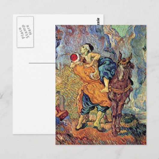 Vincent Van Gogh - de goede Samaritaan - de fijne  Briefkaart (Voorkant / Achterkant)