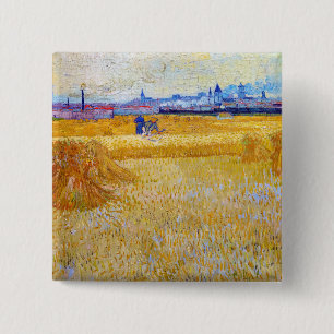 Vincent van Gogh - De Harvesters Vierkante Button 5,1 Cm