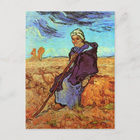 Vincent Van Gogh - De Herderin (naar Millet) Briefkaart (Voorkant)