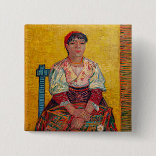 Vincent Van Gogh - de Italiaanse vrouw Vierkante Button 5,1 Cm