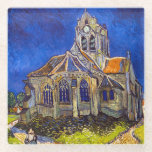 Vincent van Gogh - De kerk in Auver Glazen Onderzetter<br><div class="desc">De kerk van Auvers / l'Eglise à Auvers-sur-oise van Vincent Van Gogh in 1890</div>
