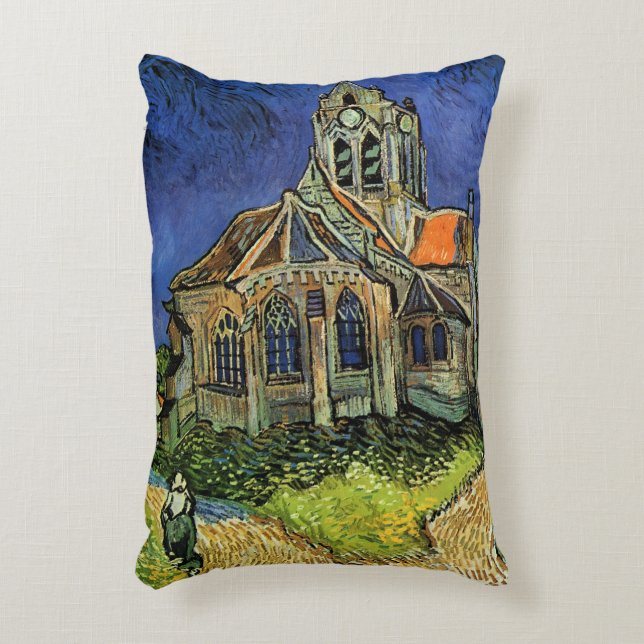 Vincent van Gogh - De kerk in Auvers Accent Kussen (Voorkant(Verticaal))