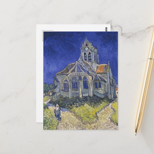 Vincent van Gogh, De kerk in Auvers Briefkaart (Voorkant / Achterkant in situ)