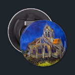 Vincent van Gogh - De kerk in Auvers Button Flesopener<br><div class="desc">De kerk van Auvers / l'Eglise à Auvers-sur-oise van Vincent Van Gogh in 1890</div>