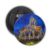 Vincent van Gogh - De kerk in Auvers Button Flesopener (Voorkant)
