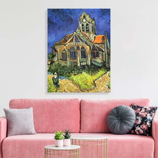 Vincent van Gogh - De kerk in Auvers Canvas Afdruk (Insitu (Woonkamer))
