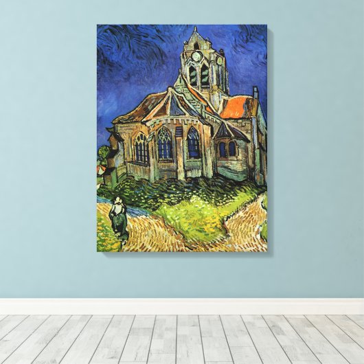 Vincent van Gogh - De kerk in Auvers Canvas Afdruk (Insitu (Houten vloer))