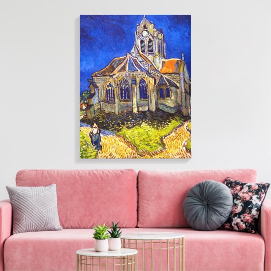 Vincent van Gogh - De kerk in Auvers Canvas Afdruk (Insitu (Woonkamer))