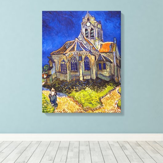 Vincent van Gogh - De kerk in Auvers Canvas Afdruk (Insitu (Houten vloer))