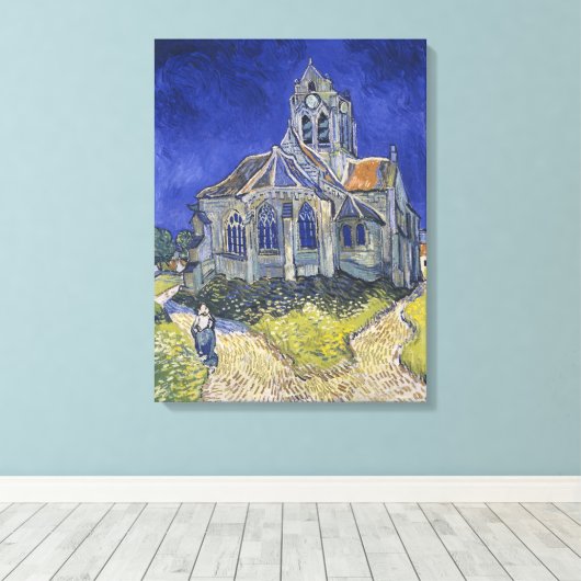 Vincent van Gogh, De kerk in Auvers Canvas Afdruk (Insitu (Houten vloer))