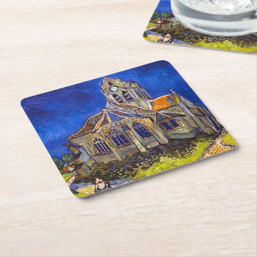 Vincent van Gogh - De kerk in Auvers Kartonnen Onderzetters (Schuin)