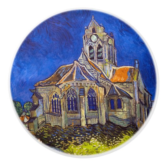Vincent van Gogh - De kerk in Auvers Keramische Knop (Voorkant)