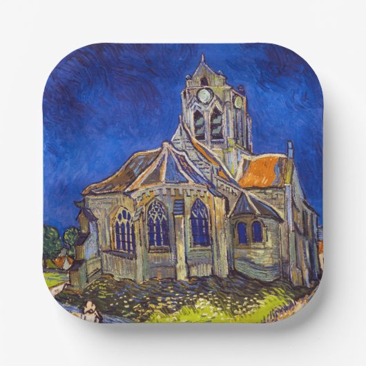 Vincent van Gogh - De kerk in Auvers Papieren Bordje (Voorkant)