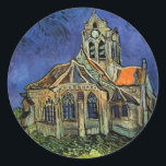 Vincent van Gogh - De kerk in Auvers Ronde Sticker<br><div class="desc">De kerk in Auvers (1890) door Vincent van Gogh is een schilderij van de Post Impressionisme, een mooi kunstschilderij van de architectonische kerk. Een vrouw die langs een weg naar de dorpskapel loopt met mooie, bevlekte glazen ramen. Een dagelijkse leven architectuur scène. Over de kunstenaar: Vincent Willem van Gogh (1853-1890)...</div>