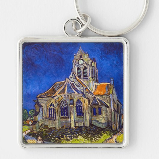 Vincent van Gogh - De kerk in Auvers Sleutelhanger (Voorkant)