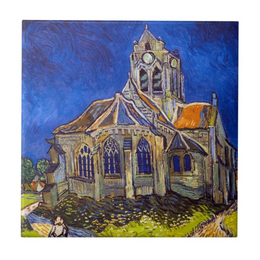 Vincent van Gogh - De kerk in Auvers Tegeltje (Voorkant)