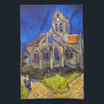 Vincent van Gogh - De kerk in Auvers Theedoek<br><div class="desc">De kerk van Auvers / l'Eglise à Auvers-sur-oise van Vincent Van Gogh in 1890</div>