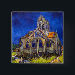 Vincent van Gogh - De kerk in Auvers Vierkante Button 5,1 Cm<br><div class="desc">De kerk van Auvers / l'Eglise à Auvers-sur-oise van Vincent Van Gogh in 1890</div>