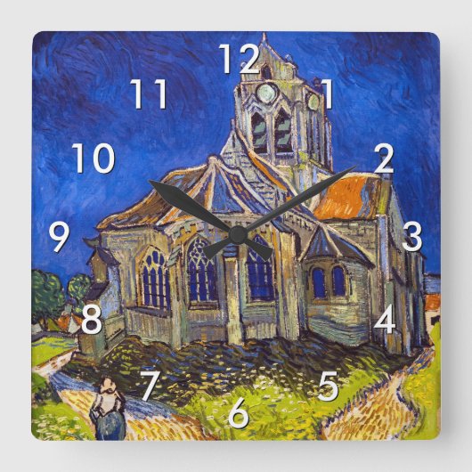 Vincent van Gogh - De kerk in Auvers Vierkante Klok (Voorkant)
