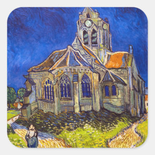 Vincent van Gogh - De kerk in Auvers Vierkante Sticker