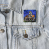 Vincent Van Gogh - De Kerk te Auvers Vierkante Button 5,1 Cm (In situ)