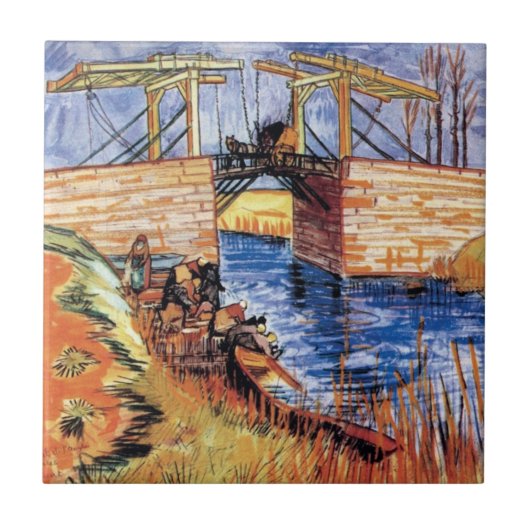 Vincent van Gogh - de Langlois-brug in Arles Tegeltje (Voorkant)