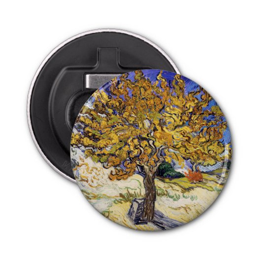 Vincent van Gogh - De Mulberry-boom Button Flesopener (Voorkant)