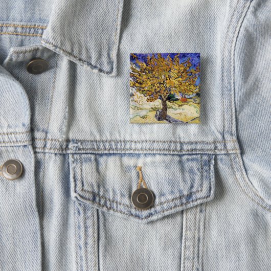 Vincent van Gogh - De Mulberry-boom Vierkante Button 5,1 Cm (In situ)