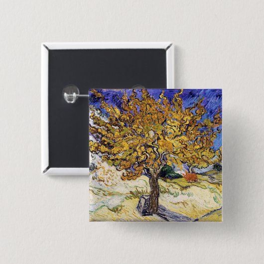 Vincent van Gogh - De Mulberry-boom Vierkante Button 5,1 Cm (Voorkant /achterkant)