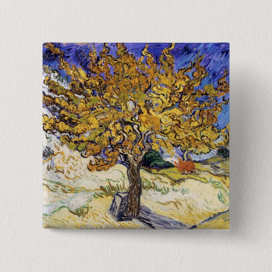 Vincent van Gogh - De Mulberry-boom Vierkante Button 5,1 Cm (Voorkant)