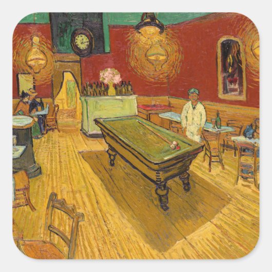 Vincent van Gogh - De Night Cafe Vierkante Sticker (Voorkant)