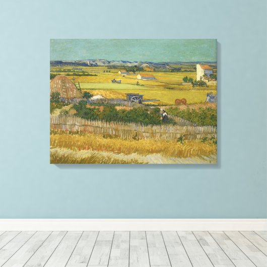 Vincent van Gogh, De oogst, De Oogst Canvas Afdruk (Insitu (Houten vloer))