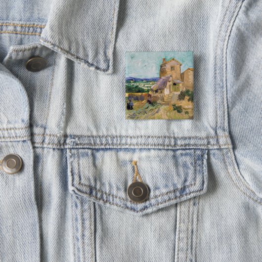 Vincent van Gogh - De oude Mill Vierkante Button 5,1 Cm (In situ)