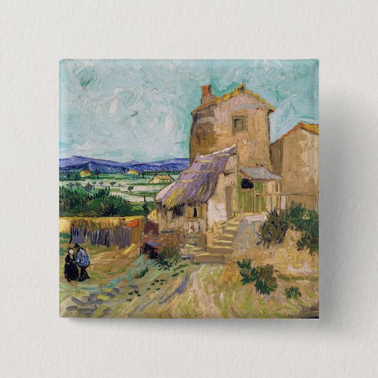 Vincent van Gogh - De oude Mill Vierkante Button 5,1 Cm (Voorkant)