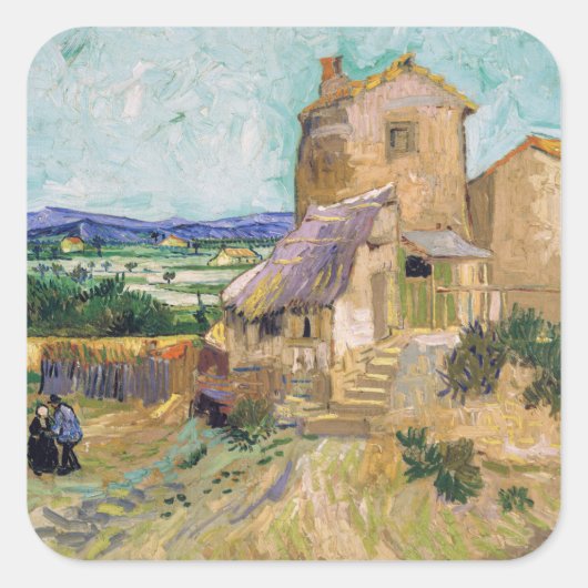 Vincent van Gogh - De oude Mill Vierkante Sticker (Voorkant)