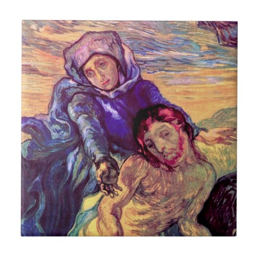 Vincent Van Gogh - de Pieta - Jesus & Virgin Mary Tegeltje (Voorkant)